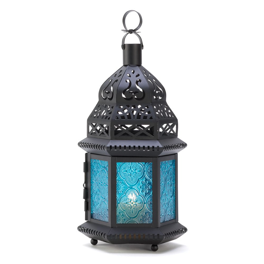 Blue glass moroccan style lant