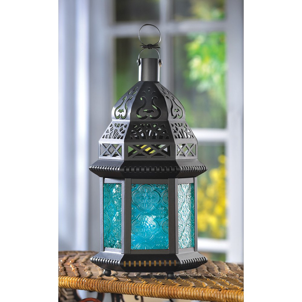 Blue glass moroccan style lant