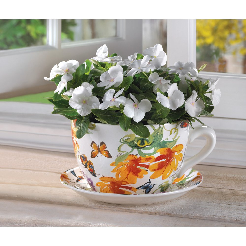 Butterfly teacup planter