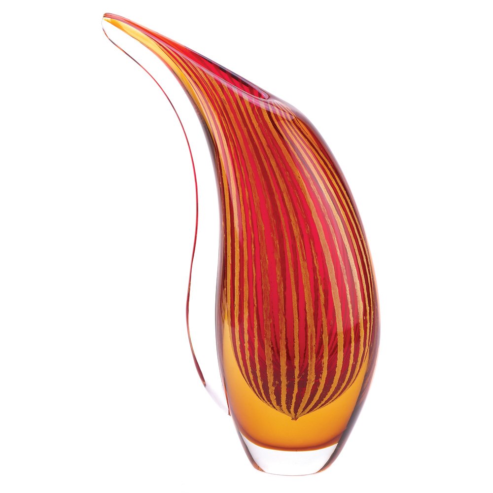 Crimson sunset art glass vase