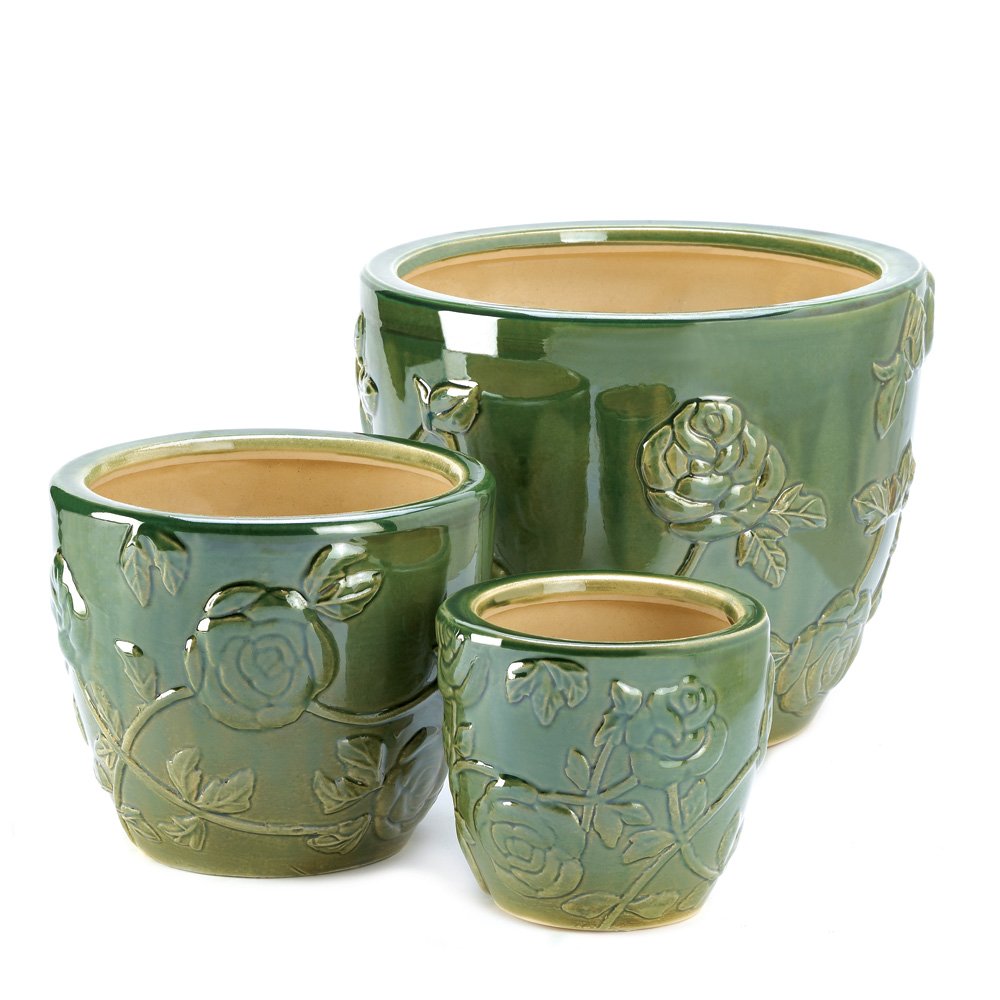 Tea rose garden planter trio