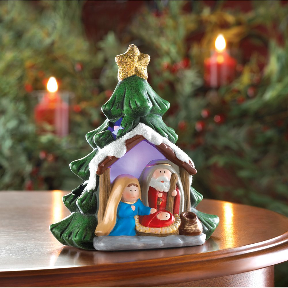 Light-up nativity tree decor