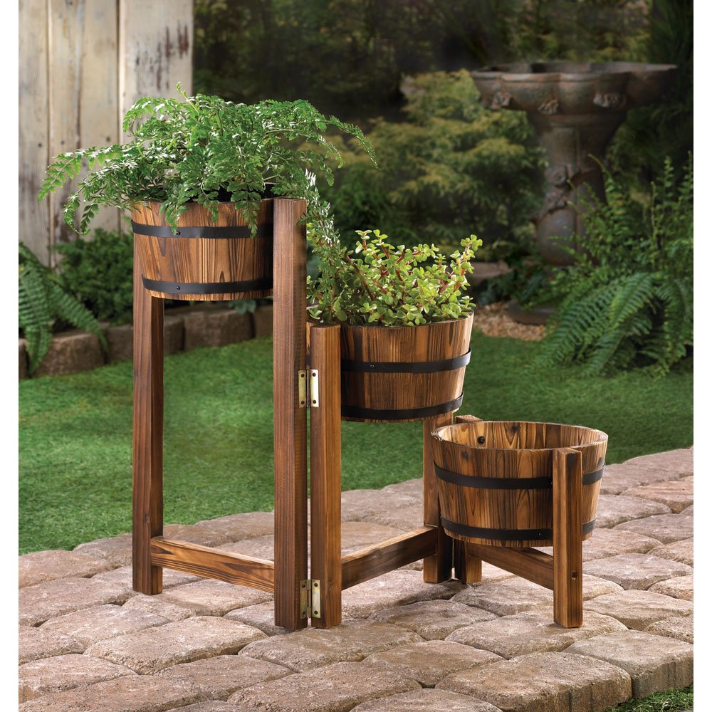 Apple barrel planter ladder