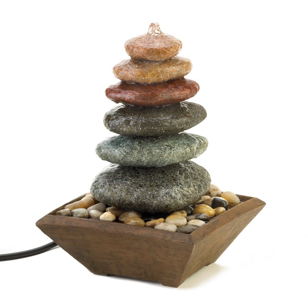 Zen stacked stone fountain