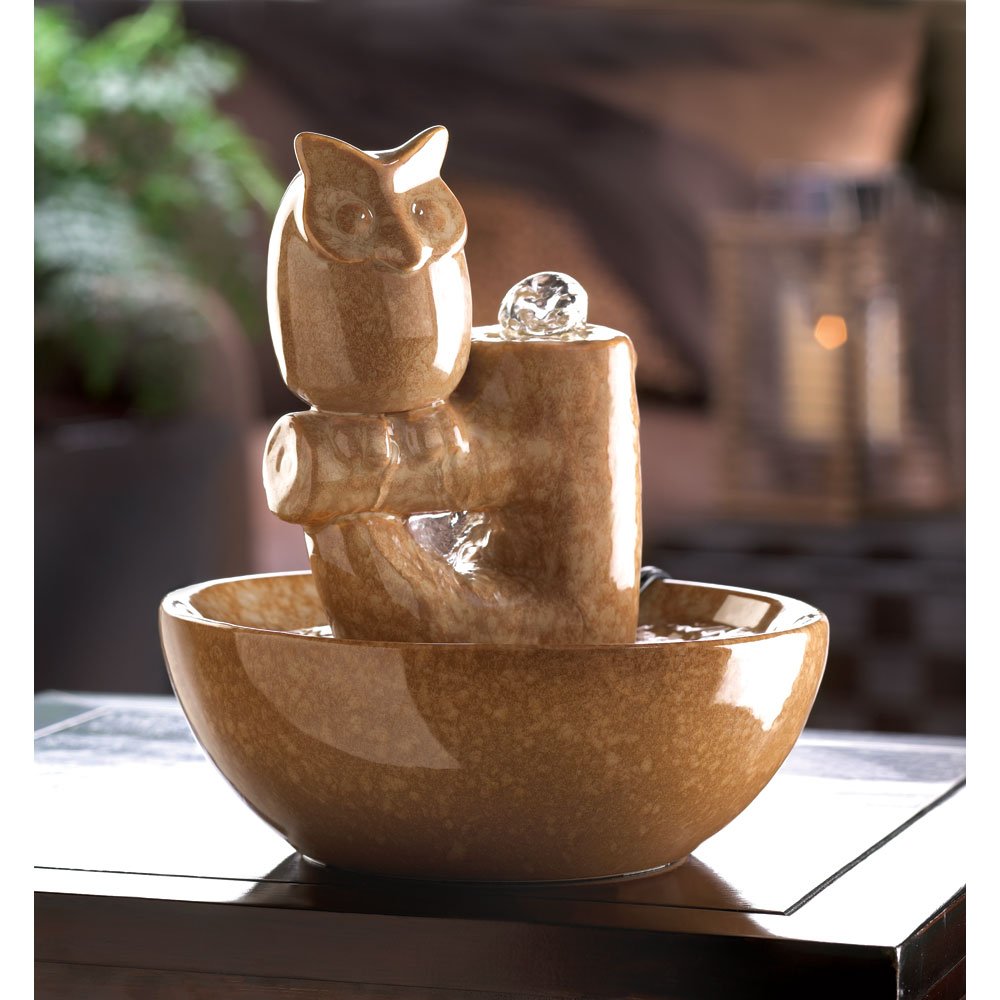 Perched owl fountain