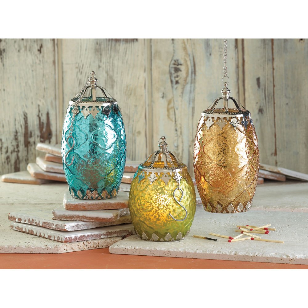 Aquamarine filigree candle lan