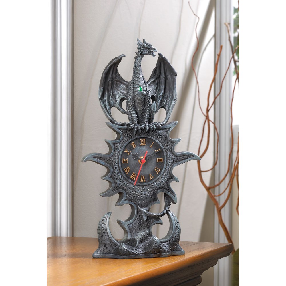 Black dragon mantel clock