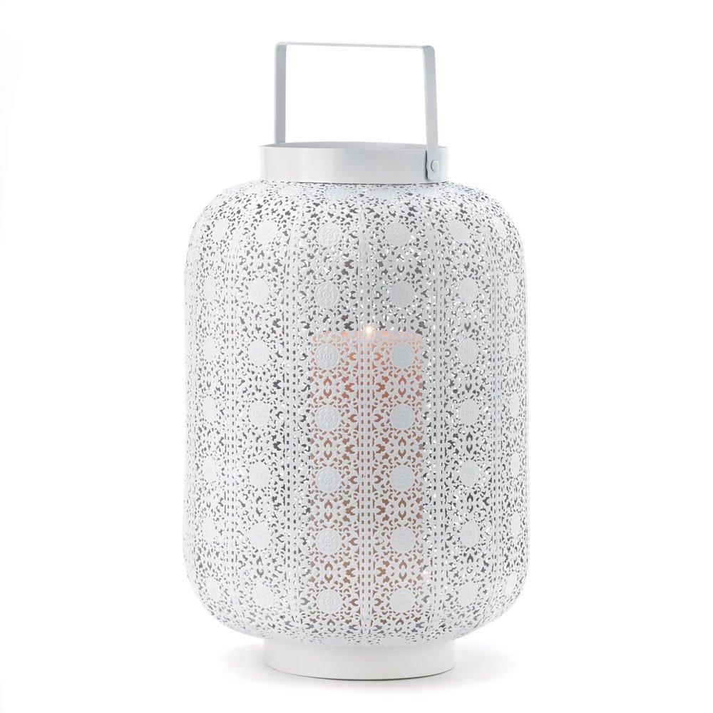 Tall white lace design lamp