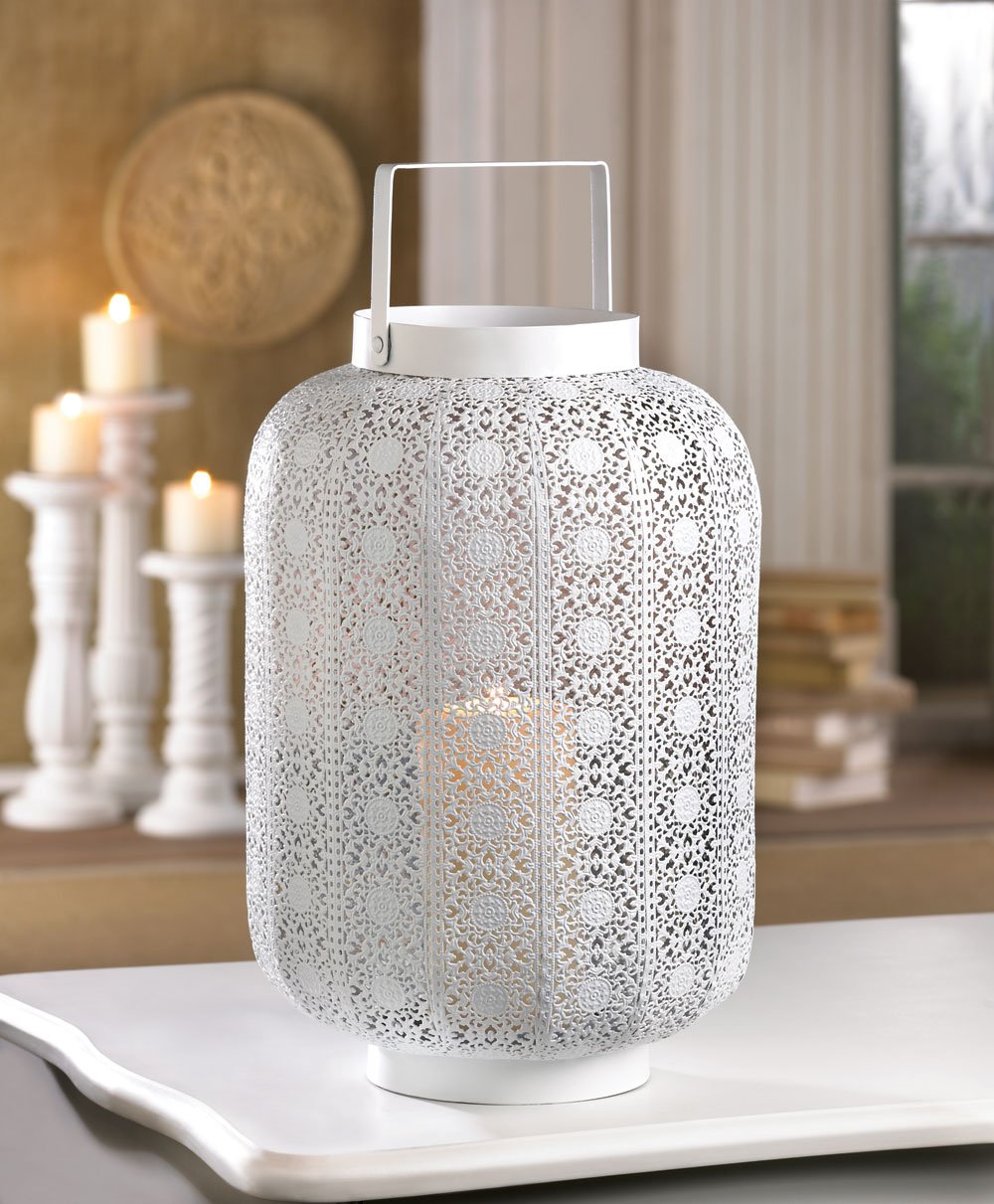 Tall white lace design lamp