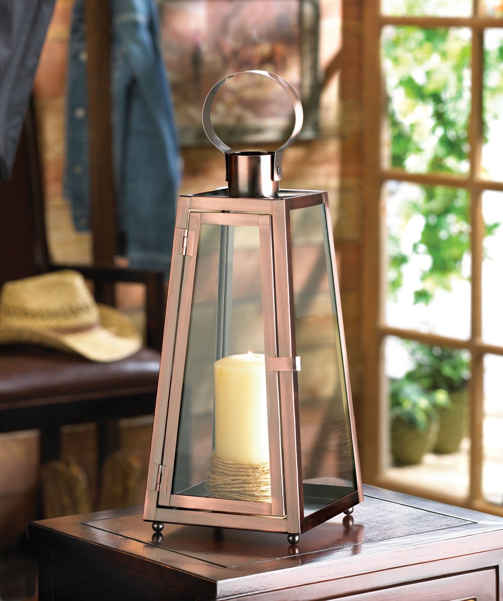 Contempo copper candle lantern