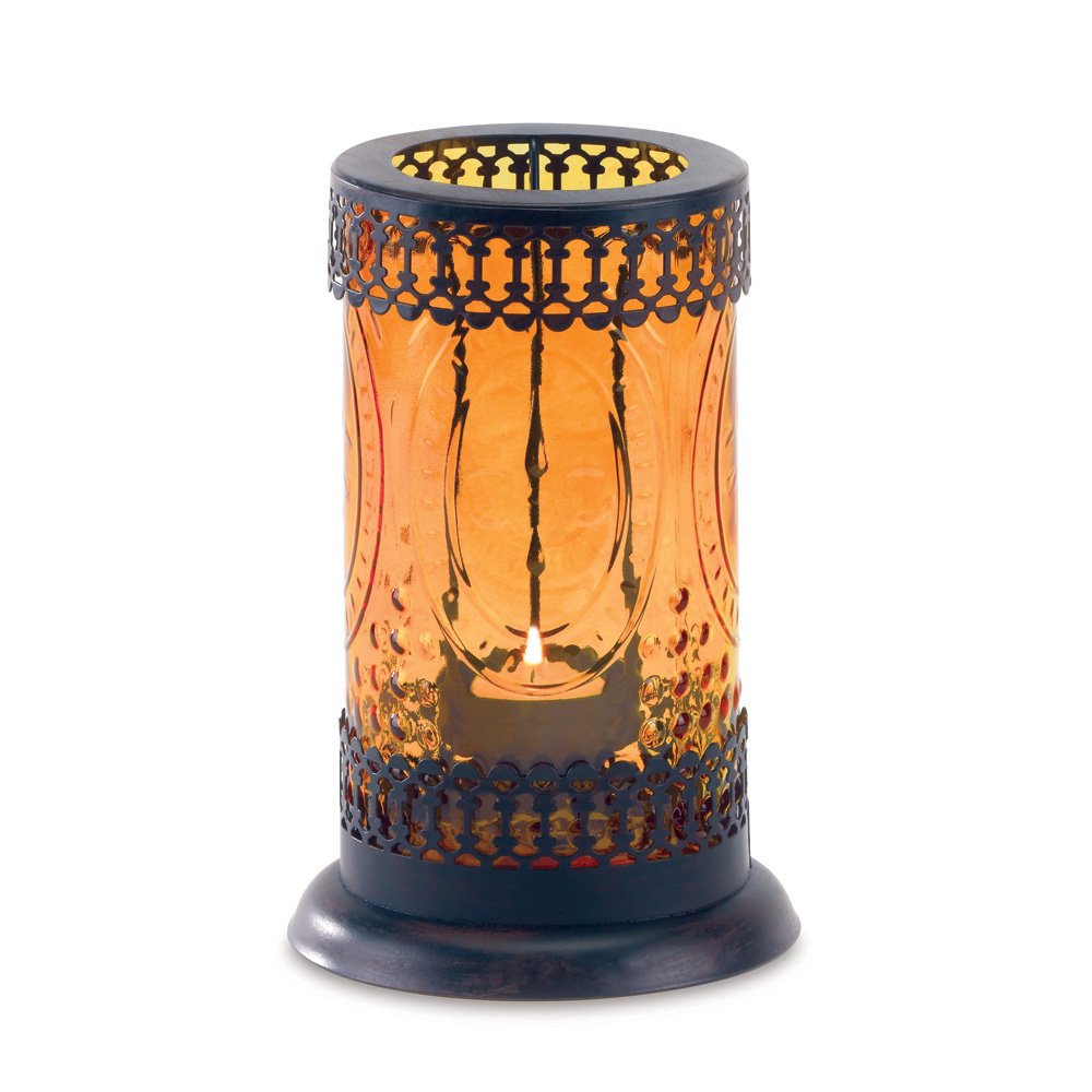 Amber glass lantern