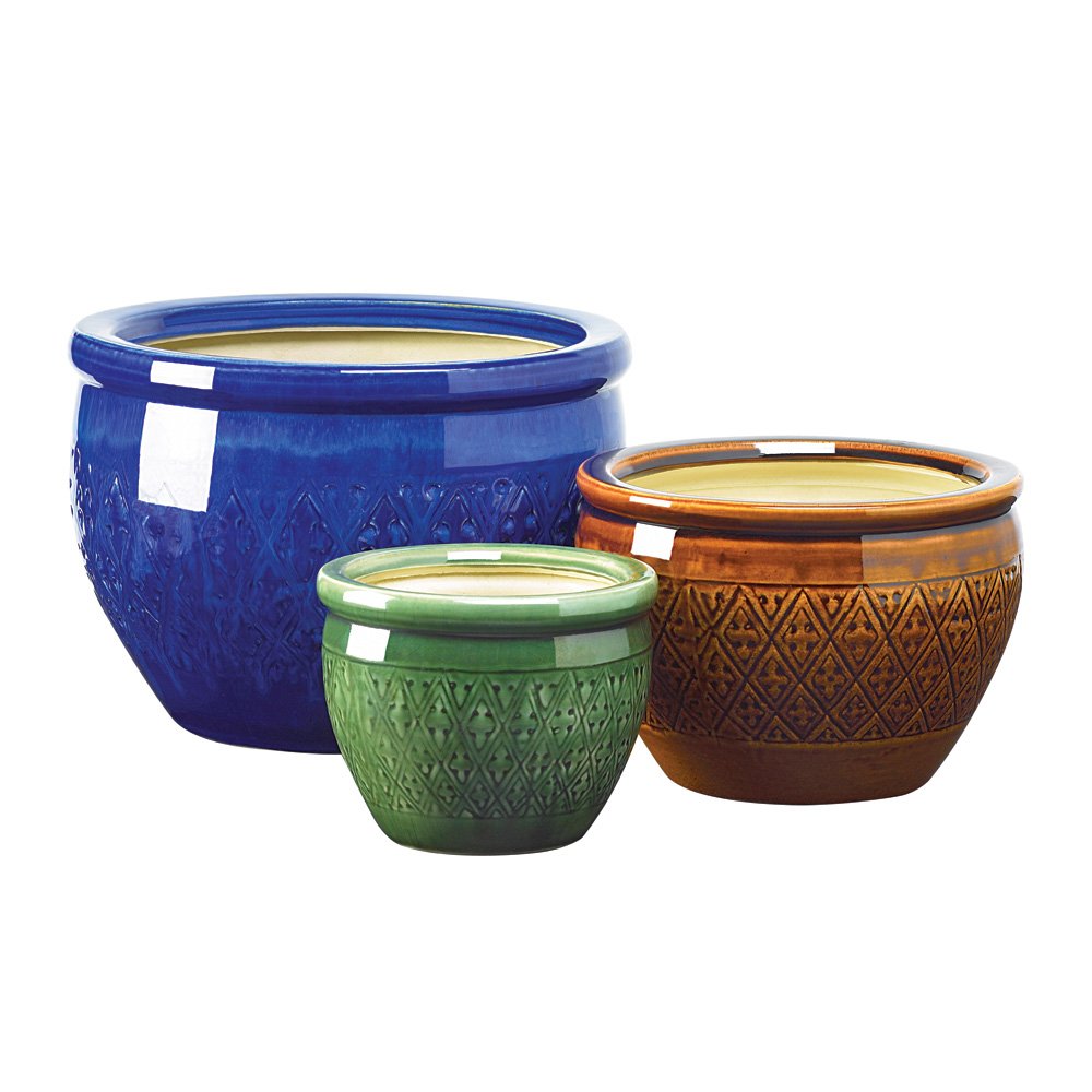 Jewel-tone flower pot trio