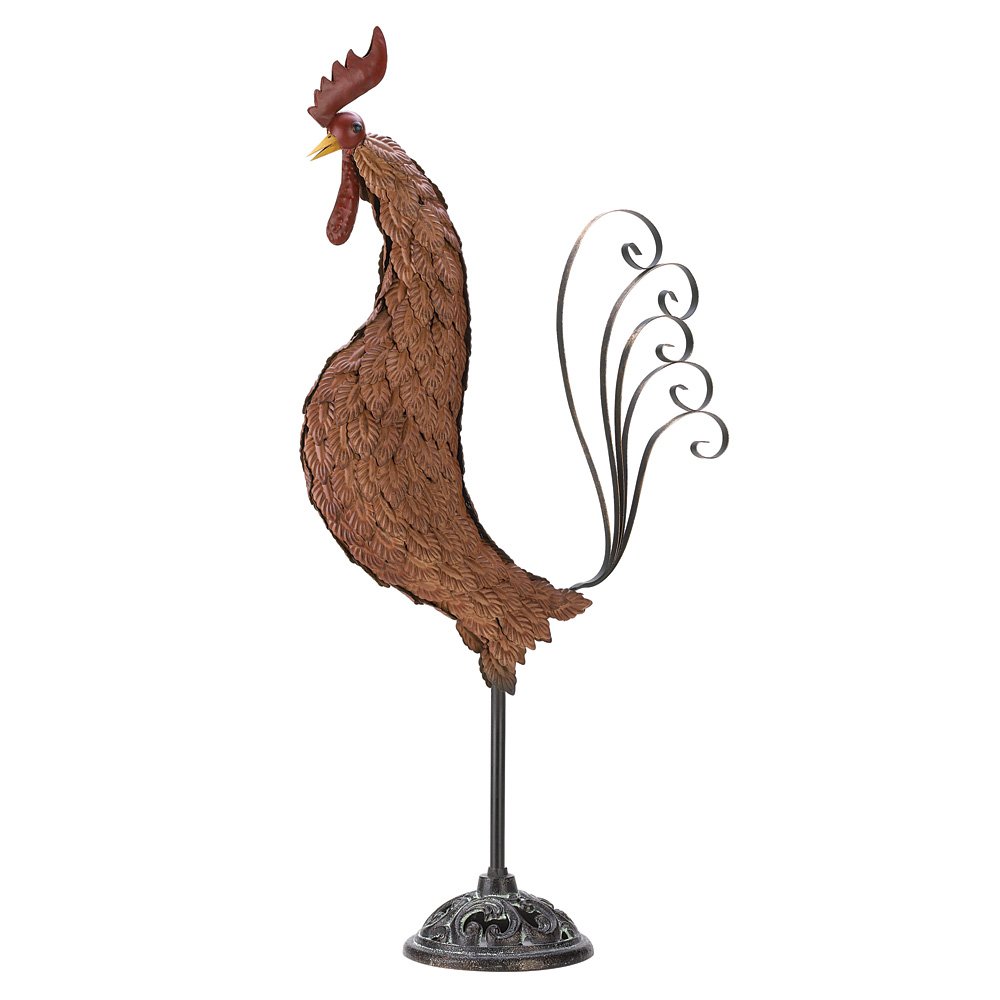 Metal sculpture rooster