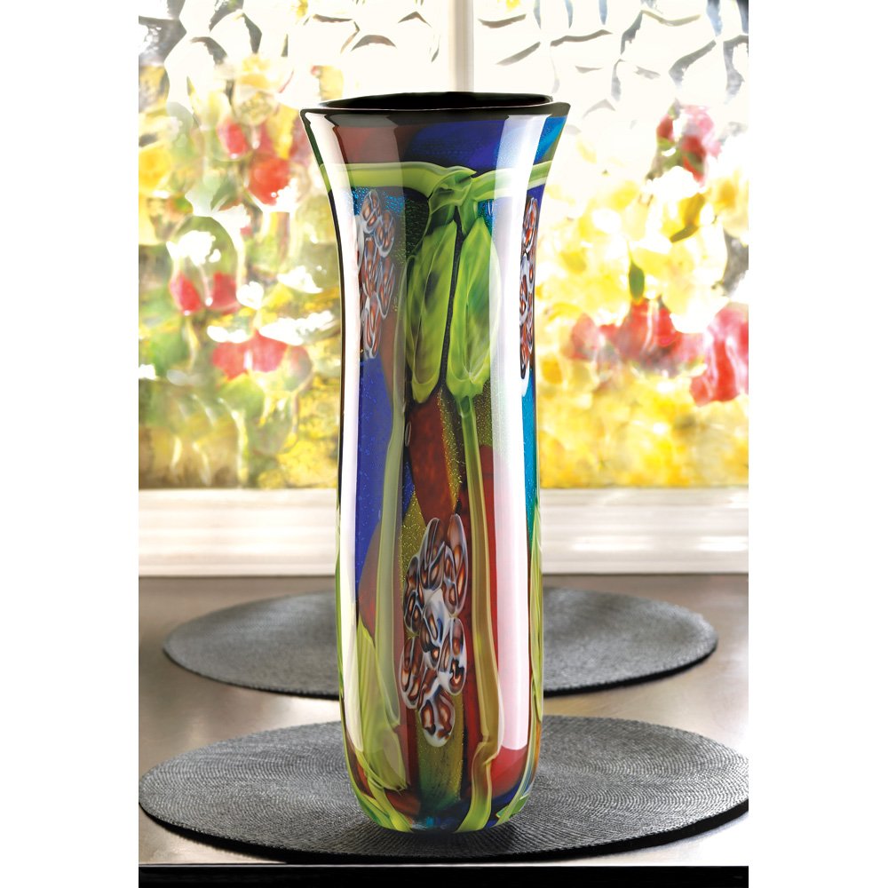 Peacock fantasy art glass vase