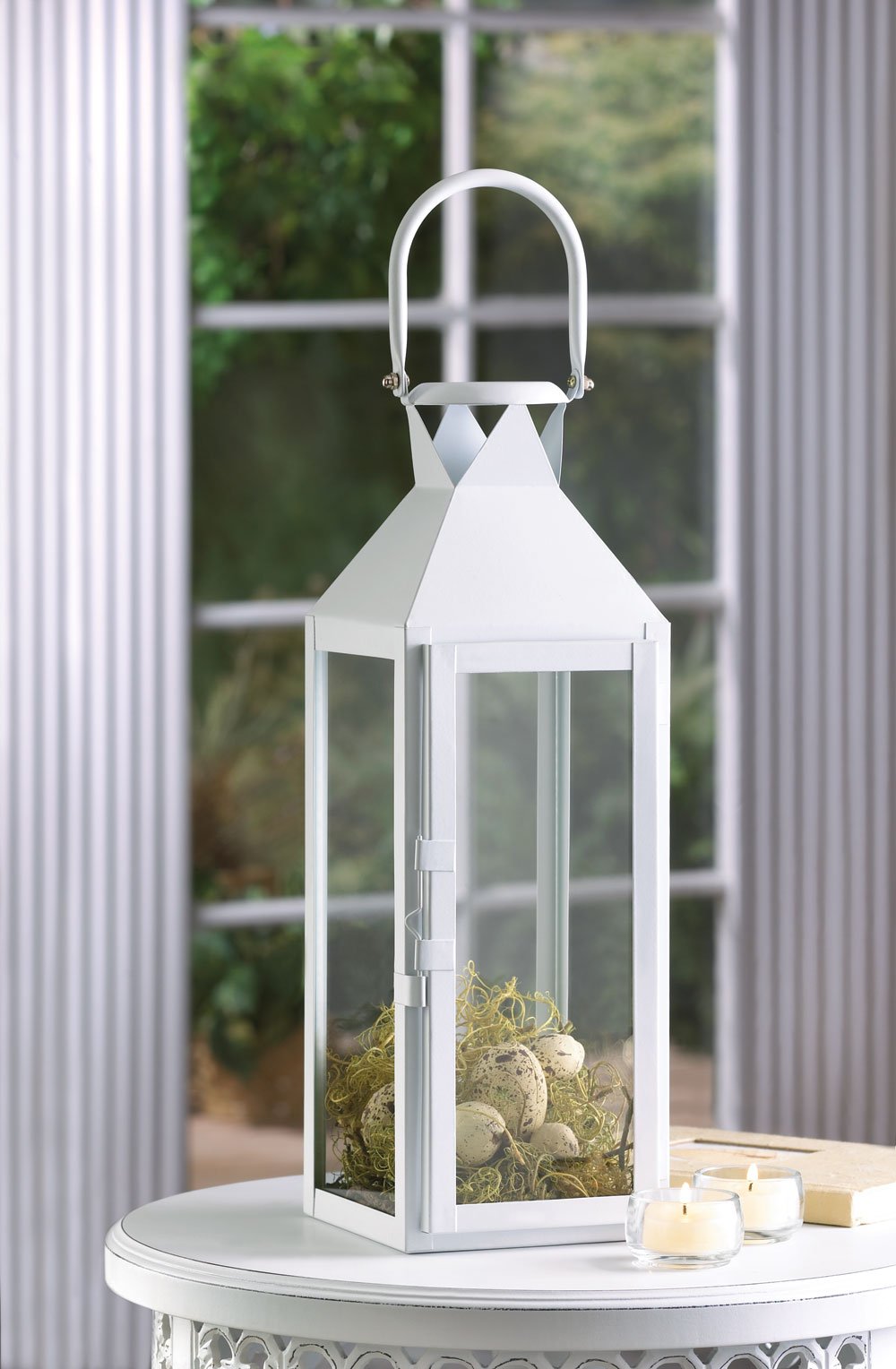 White manhattan candle lantern