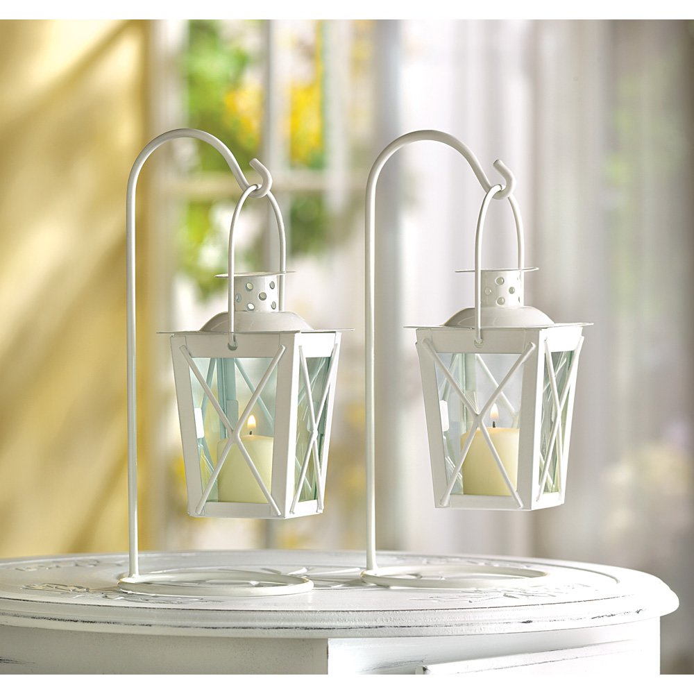 White railroad candle lanterns